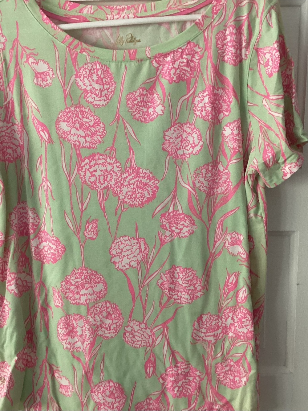 Lilly Pulitzer Mint Green Top with Pink Floral Print